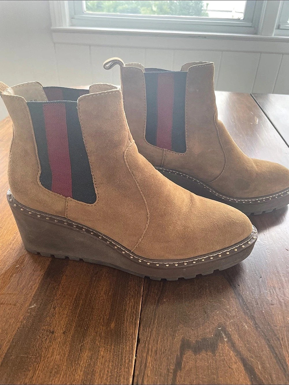 Cecelia New York Gemma Wedge Boot Ankle Boots Brown & Red US 61⁄2